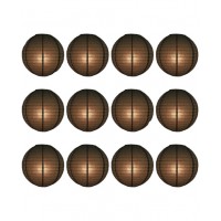 16" Paper Lanterns Round 'Black' - Regular Wire Value Pack (12 pieces)